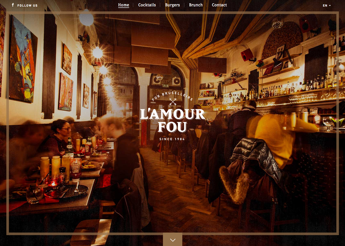 WebdevPete's tweet image. Slick food &amp;amp; drink site. Superbly simple. Makes me hungry and thirsty! lamourfou.be #css #SOTD #webdesign