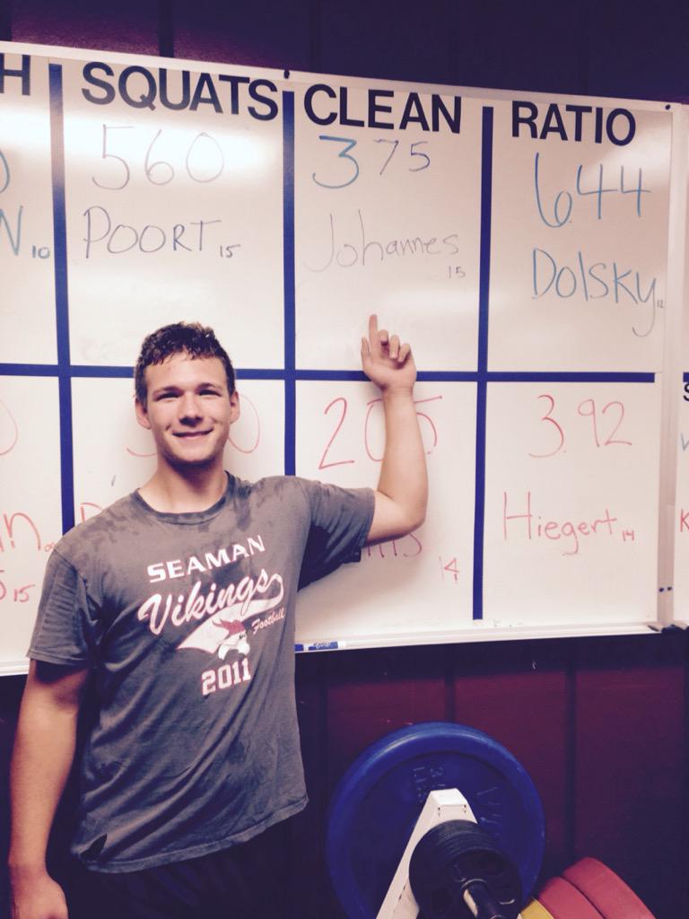 SEAMAN_FOOTBALL's tweet photo. Dawson Johannes set the All time clean  record at Seaman this morning! http://t.co/kXMU5d1uol