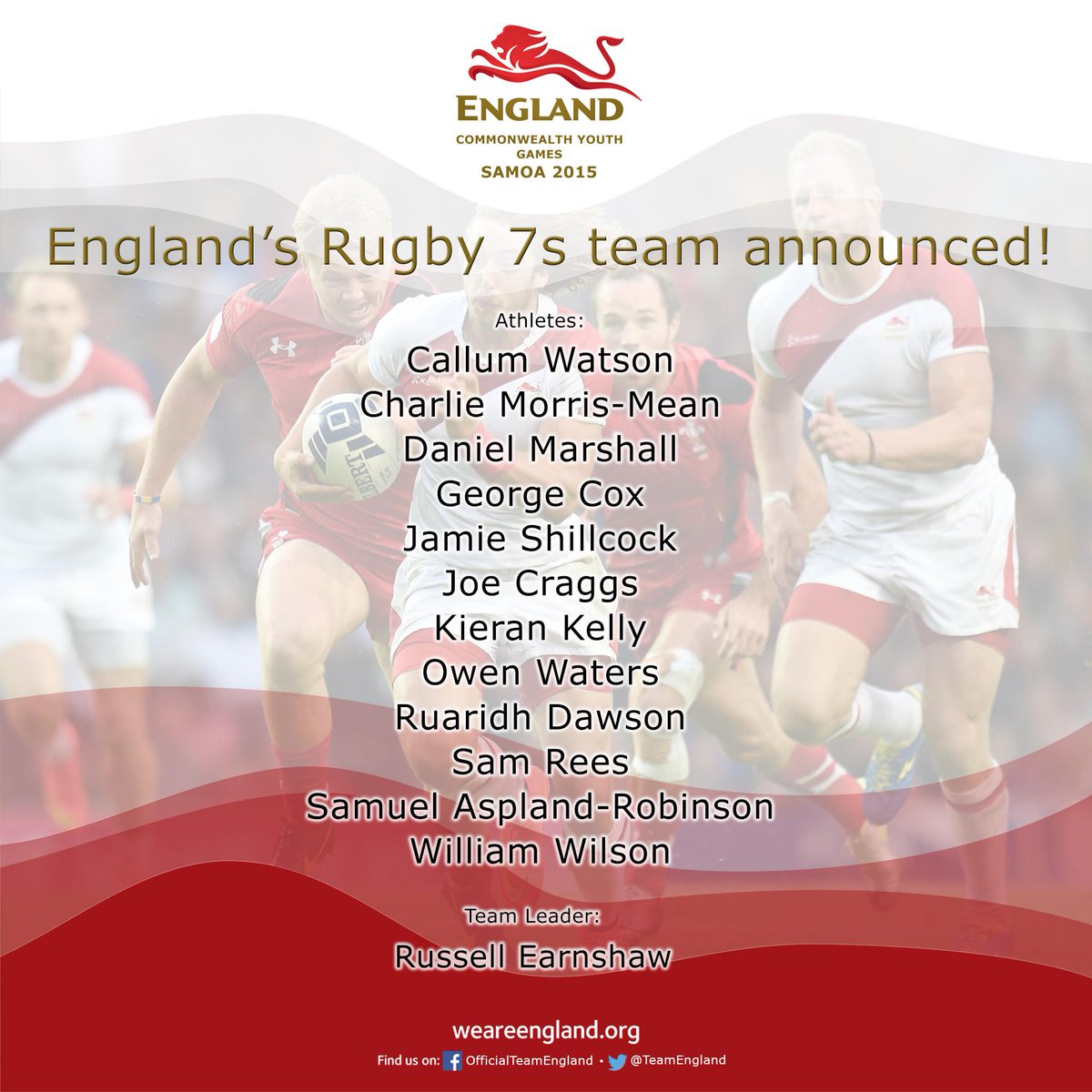 TeamEngland's tweet image. @EnglandRugby's 7s team is selected ahead of the upcoming @2015CYGSamoa Commonwealth Youth Games. #33DTG