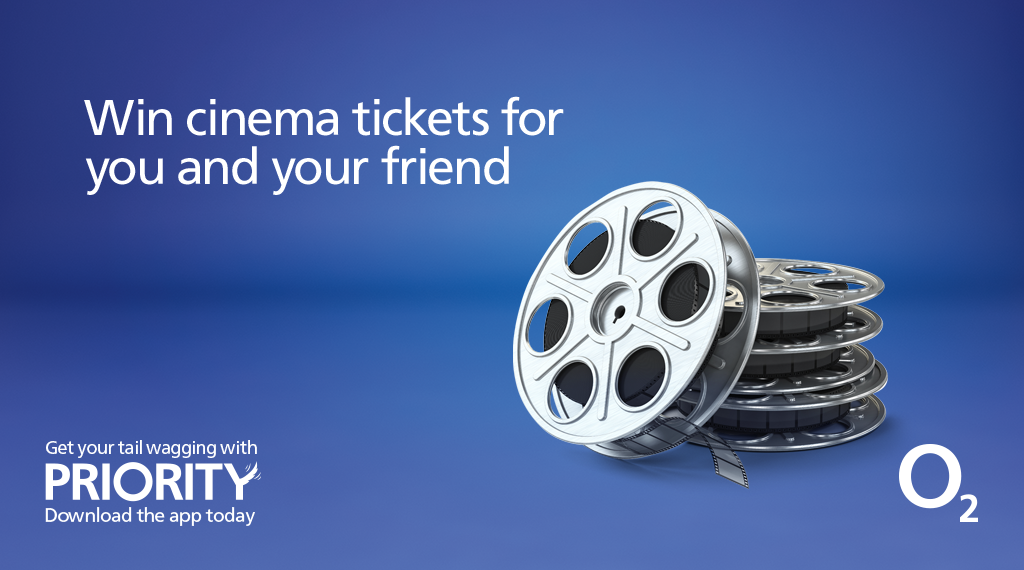 O2's tweet photo. #waggytails treats from #O2Priority aren't over. Retweet before midnight for a chance to win cinema tickets. http://t.co/P4c6hErPkl