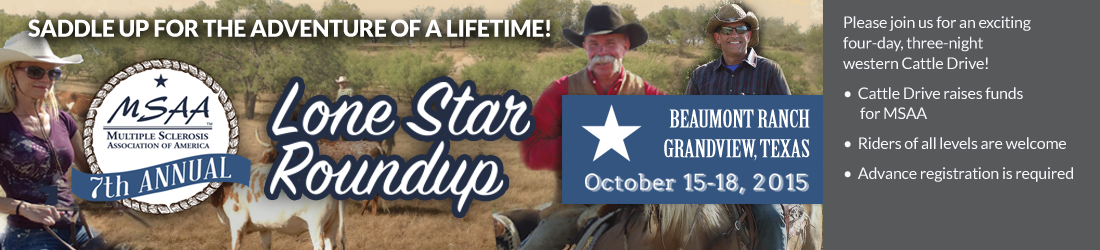 MSassociation's tweet photo. Saddle up &amp; support MSAA! Register for the 7th Annual LONE STAR ROUNDUP #MSCattleDrive at http://t.co/sGvmgz2JFB http://t.co/1EIHVmazOO