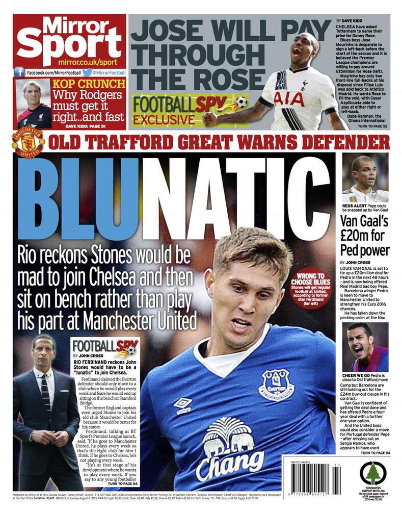 IconicUnited's tweet photo. Rio Ferdinand urges John Stones to join Man United over Chelsea. #AgentRio http://t.co/4MPQsbayCv