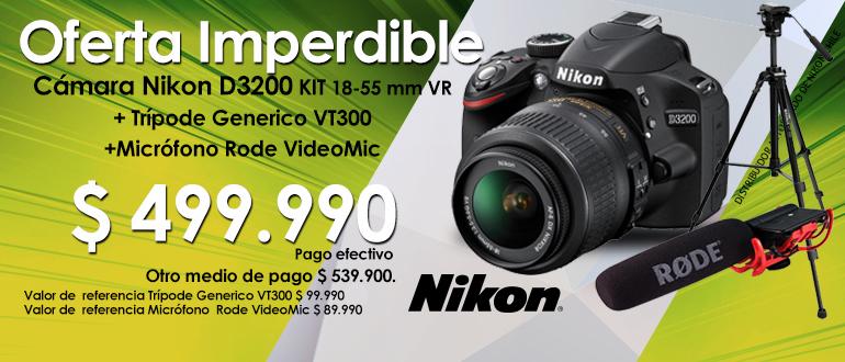 TodoDigital's tweet image. Oferta Imperdible - Nikon D3200 18-55mm + Rode VideoMic + Trípode  VT 300 $ 499.990 efectivo . Cotiza con Nosotros .