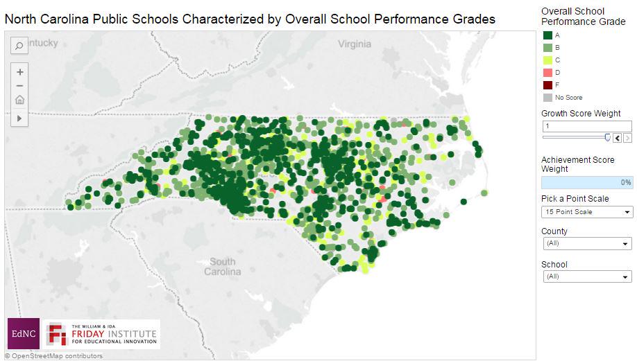 EducationNC's tweet photo. If NC school letter grades were 100% growth-based, the letter grades would look like this… #nced http://t.co/9yAbxo1Nc5