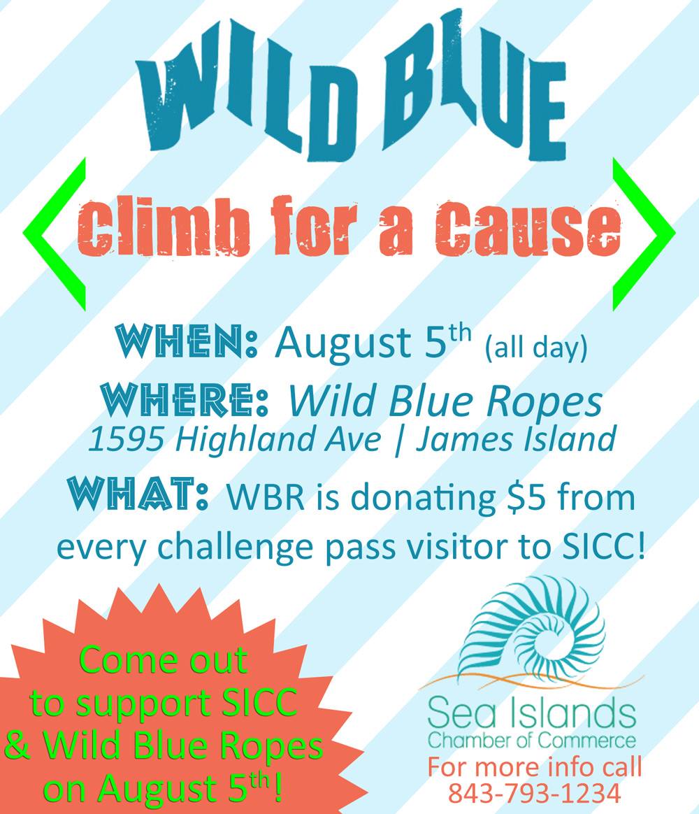 This Wednesday at Wild Blue Ropes! Hope you can join in the fun :) #climbforacause #Charleston