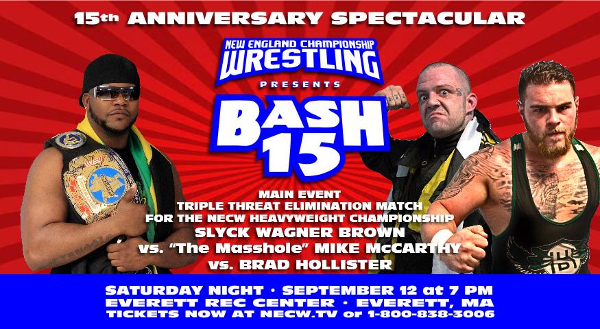 necw's tweet photo. @NECW celebrates 15 years with BASH 15, September 12 in Everett, MA. Don't miss it! #BASH15 http://t.co/a49SuRGidk
