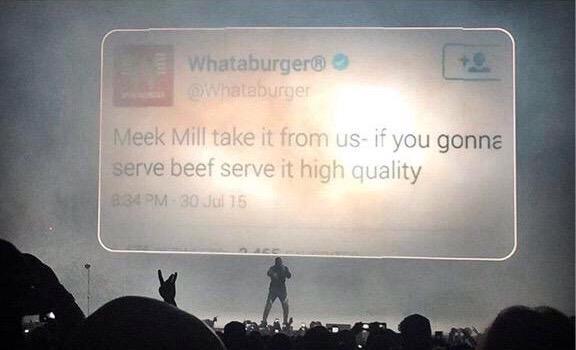 jDfenz's tweet photo. Drake, the 6 God, shows a @Whataburger tweet during his show. Call the fight. It's over. http://t.co/QvTqicEi6z