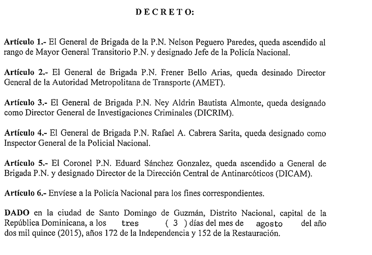 grisantycosme's tweet photo. #DECRETOS 
cambios en: PN, AMET, OISOE, DICRIM, DICAM, INSPECTOR PN, OISOE, INAPA, IDECOOP, INAP, HIPODROMO http://t.co/CnsGKtsp4Y