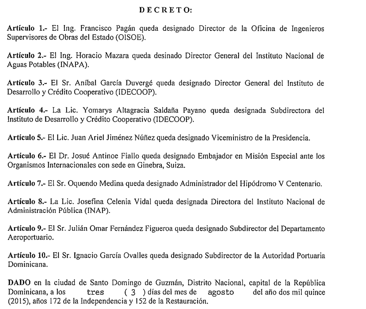 grisantycosme's tweet photo. #DECRETOS 
cambios en: PN, AMET, OISOE, DICRIM, DICAM, INSPECTOR PN, OISOE, INAPA, IDECOOP, INAP, HIPODROMO http://t.co/CnsGKtsp4Y