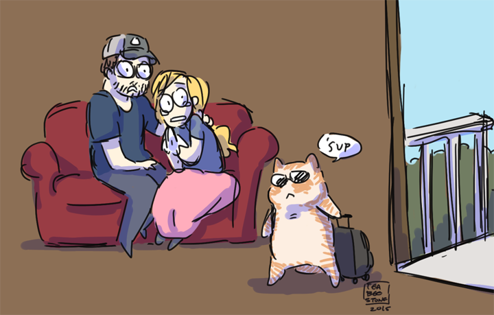 teabeestone's tweet photo. Joe the Cat comes home. @burnie @AshleyJ #RTPodcast http://t.co/bbM16qKTgC