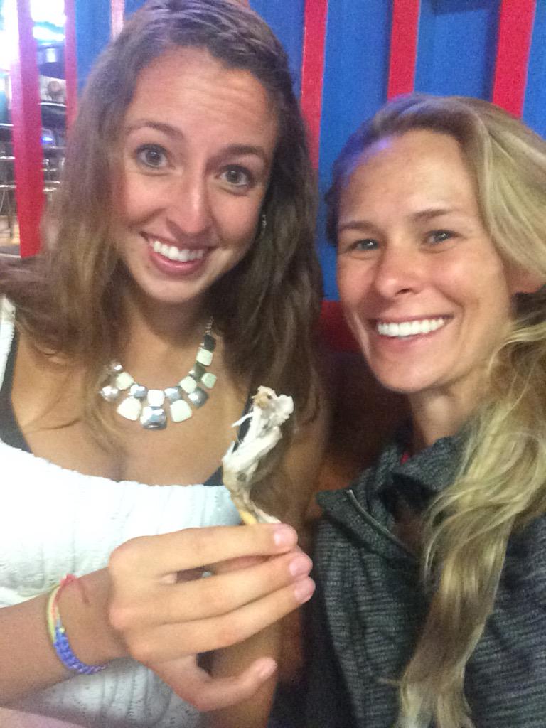 MandieBrice's tweet photo. So @mutchiedanielle and I just had our first frog leg... 🐸 http://t.co/kfKT87onS0