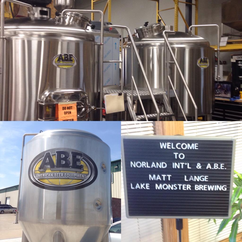LakeMonsterBrew's tweet photo. Checking out our brewhouse @AmericanBeerEq in Nebraska. Almost ready to send to St Paul! http://t.co/yp7XHOrCyn