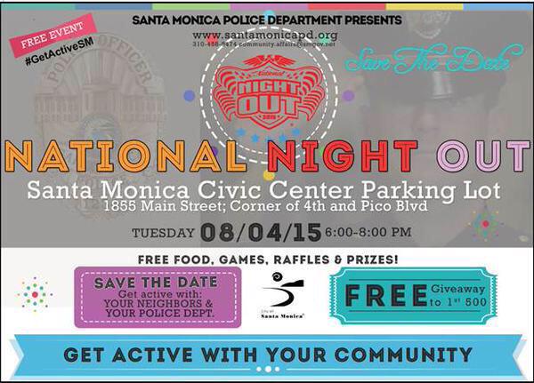 OurSantaMonica's tweet photo. Join Your Friends & Neighbors @ #NationalNightOut tomorrow 6-8pm
Support #SantaMonica - See You There!
#GetActiveSM http://t.co/0wjGFKdLHH