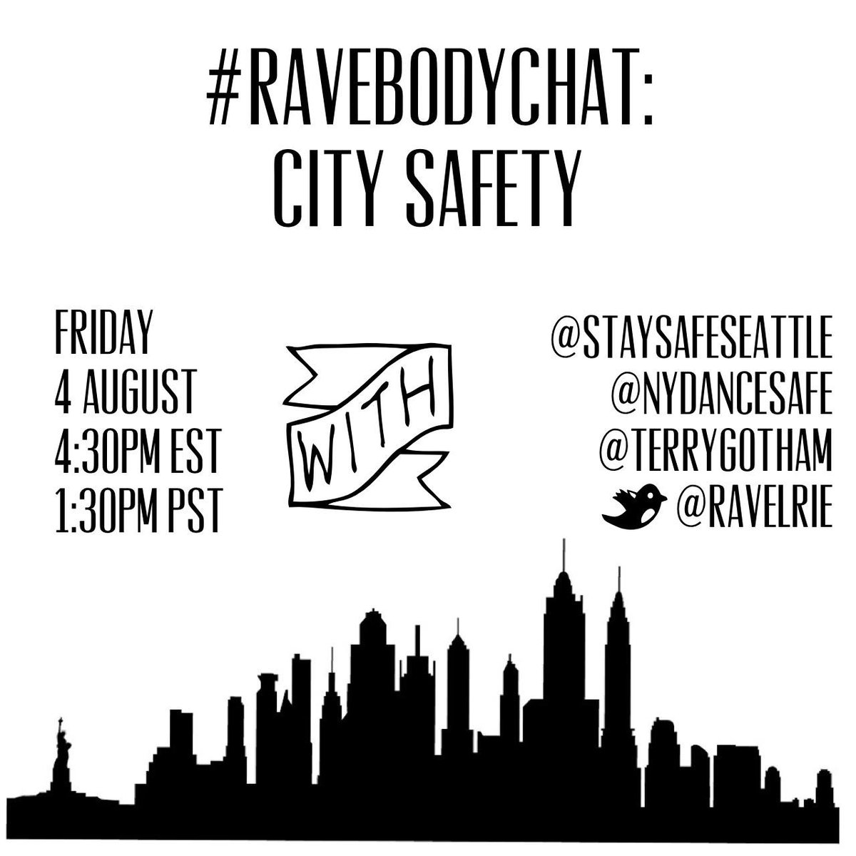 NYDanceSafe's tweet photo. Join us Friday for #RaveBodyChat! We're talking safety in city nightlife! #OutSmartBK #StaySafeSeattle http://t.co/RYlNMNhRp1