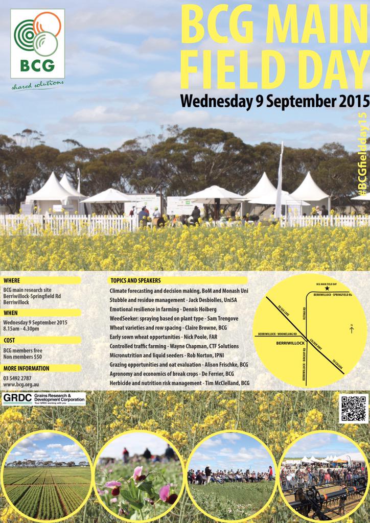 BCG_Birchip's tweet photo. #BCGfieldday15 is on Sept 9, program will excite & challenge #farmdecisions. Program at http://t.co/ZvYQGF2lAy http://t.co/8BWM0YA80u