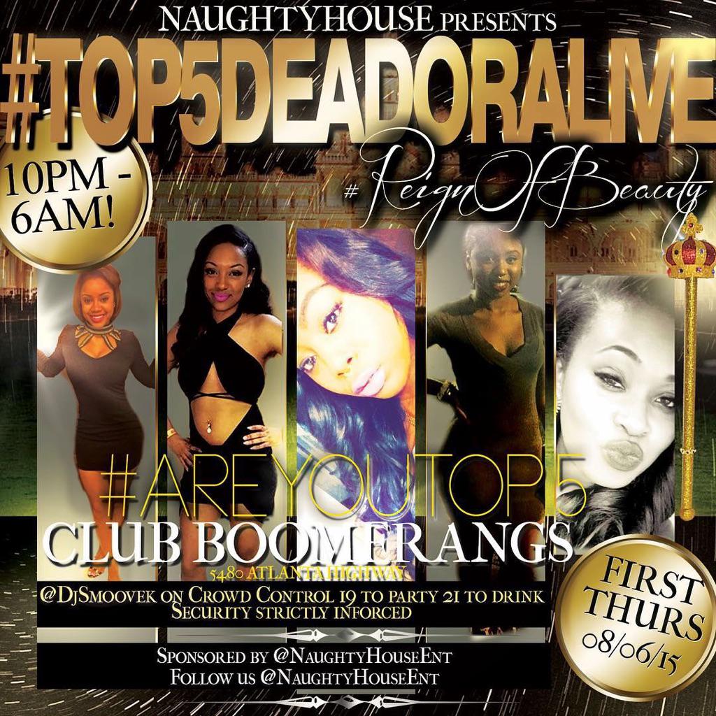 alogmixtapes's tweet photo. #1stThurs #Top5DOA #ReignOfBeauty 8-6-15 @ClubBoomerangz W/@NaughtyHouseEnt Music By @DJSmooveK RTx2 http://t.co/3n5xuEZFSG