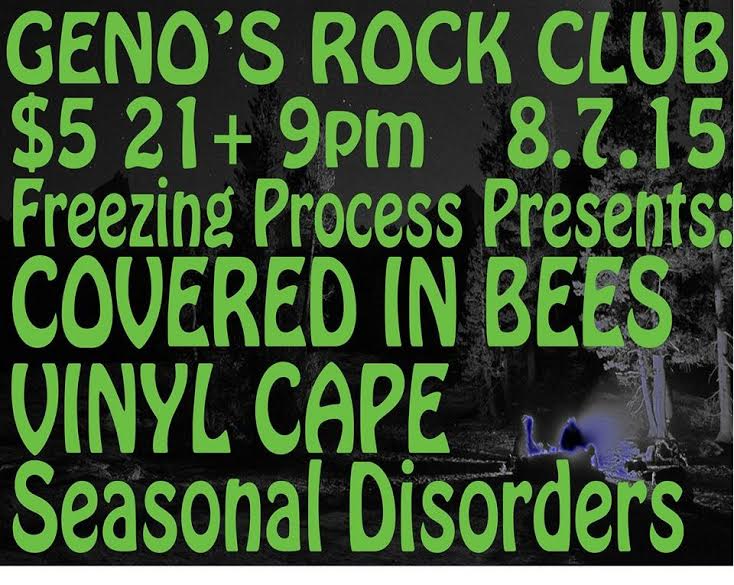 freezingprocess's tweet image. Friday night plans should include: @GenosRockClub  @CoveredInBeesME @VinylCape &amp;amp; Seasonal Disorders!