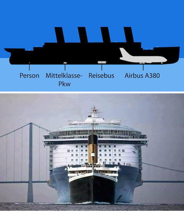 самый большой корабль в мире титаник. самый большой круизный лайнер в мире сравнение с титаником. корабль оазис морей и титаник. размер титаника с современными лайнерами. размер титаника с современными лайнерами.