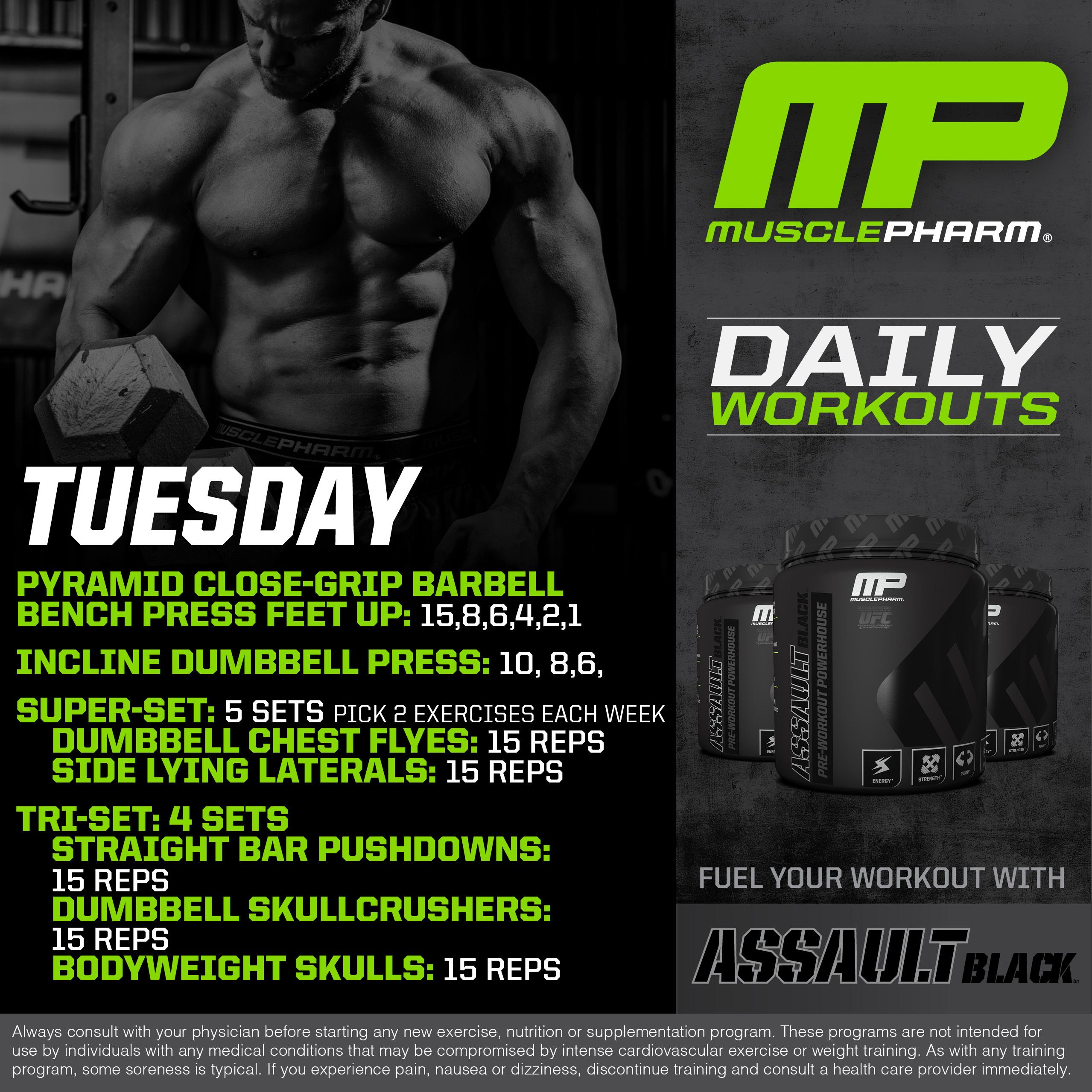 MusclePharm on X MP Workout of the Day It s the Power Trainer Week Chest Triceps by MusclePharmPres Powered by AssaultBlack http t Hle2Lxrzaj X