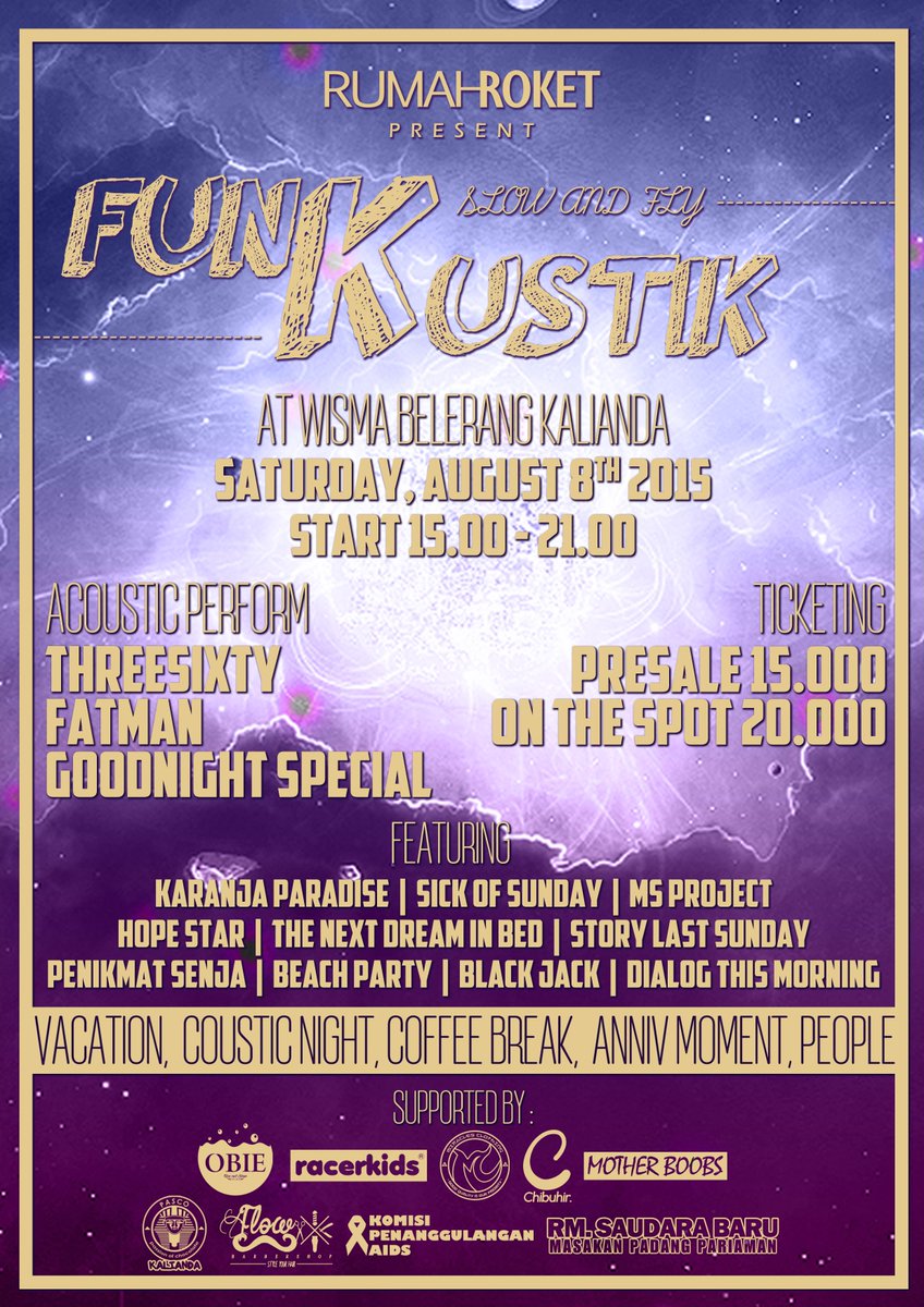 Sabtu malam kalian bakal keren di acara FUNKUSTIK, terutama buat yg jomblo :D