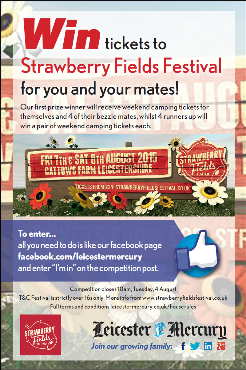 Last chance to win weekend camping tickets to Strawberry Fields Festival! <a href="/SFFestival/">Strawberry Fields</a> ow.ly/QqNtE