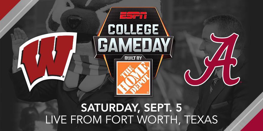 BadgerFootball's tweet photo. ICYMI, @CollegeGameDay is kicking off its season with the #Badgers http://t.co/DJxB8RwFUi