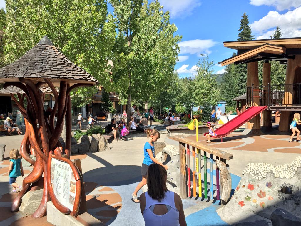 BrentToderian's tweet photo. A public square designed for kids, & packed all times of the day. #Whistler #stickyspaces #peopleplaces http://t.co/dOzY1S4CqU