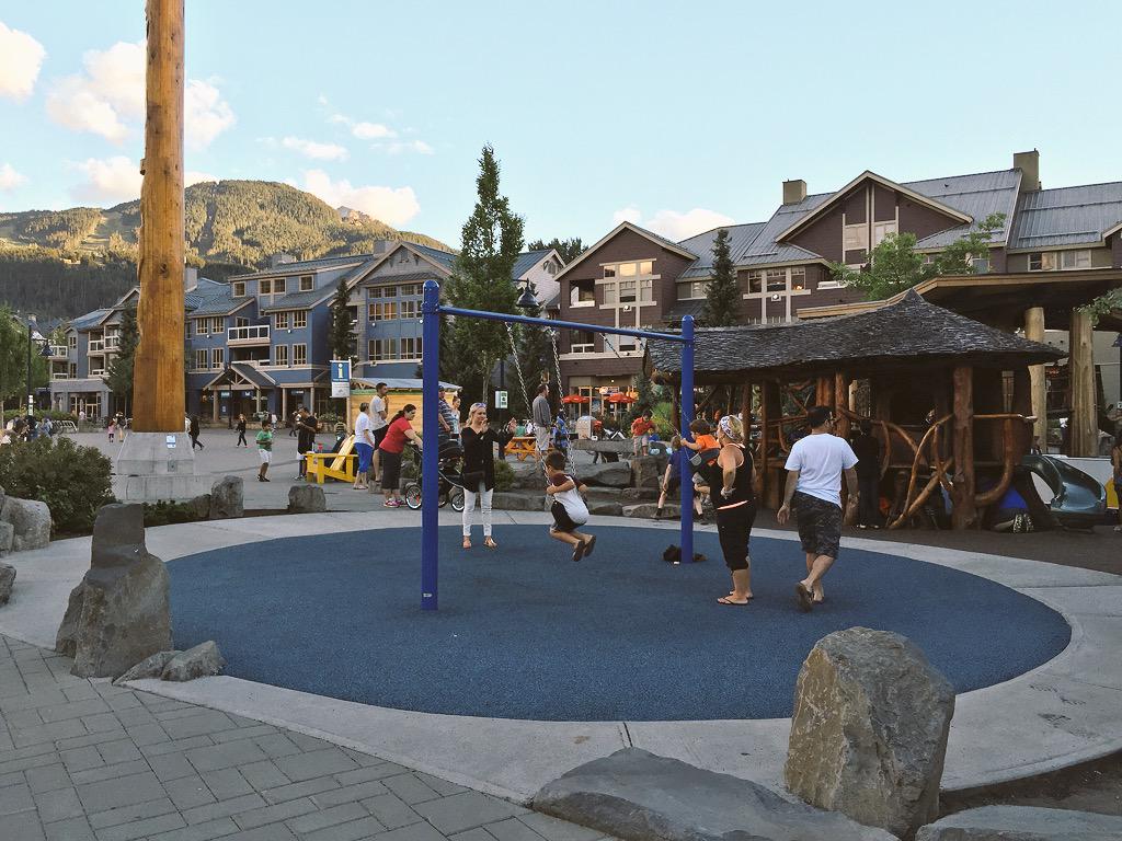 BrentToderian's tweet photo. A public square designed for kids, & packed all times of the day. #Whistler #stickyspaces #peopleplaces http://t.co/dOzY1S4CqU