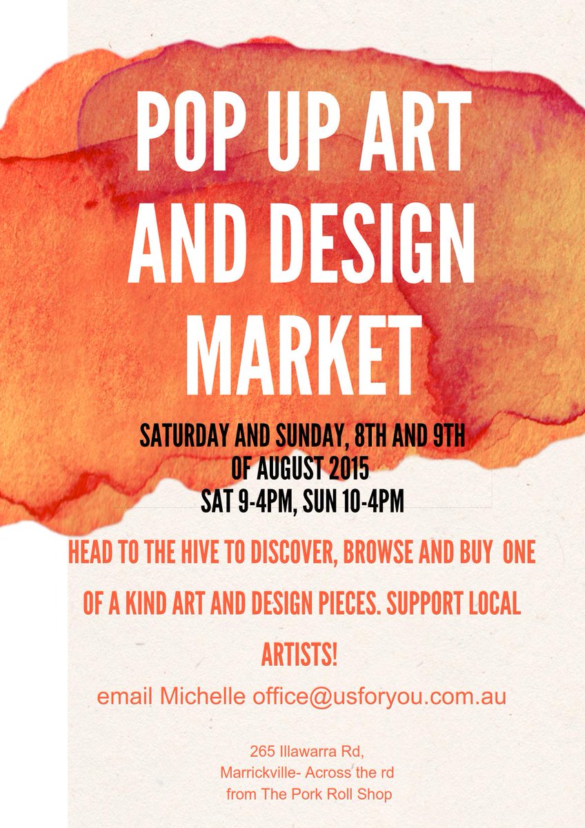 Inner West and Art &amp; Design Pop Up Store this weekend <a href="/HiveOffice/">Hive Shared office</a>. Workshop details coming soon. 
#supportlocal #art