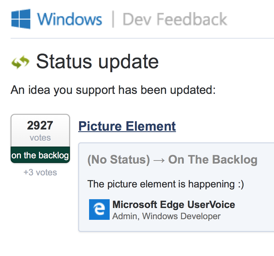 SaraSoueidan's tweet image. And now the &amp;lt;picture&amp;gt; element is happening in MS Edge. ◝(⁰▿⁰)◜

#yisss