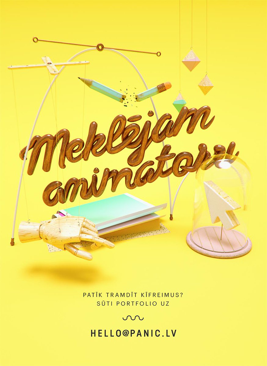 Animators vaig. Ja māki Ae,Ps,Ai un zini 3D pasauli, gaidām Tavu portfolio uz hello@panic.lv līdz 17/08 #teirdarbs