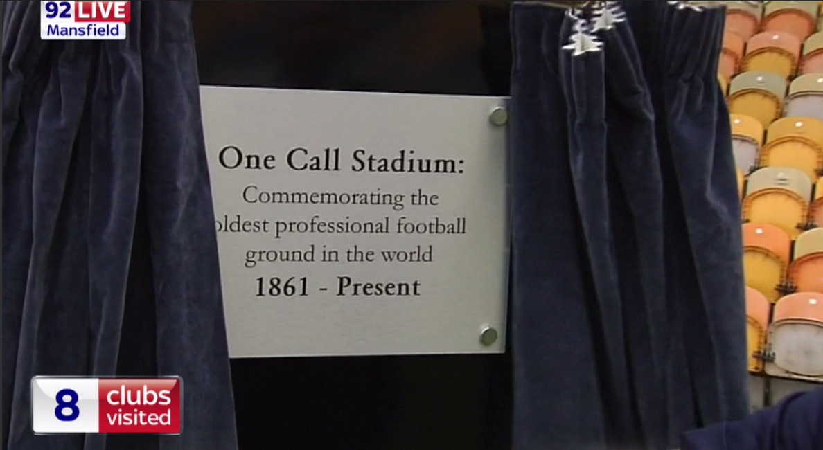 SkySportsNews's tweet photo. .@mansfieldtownfc manager Adam Murray has just unveiled this at the ground! #92Live http://t.co/AxgnafWjVO