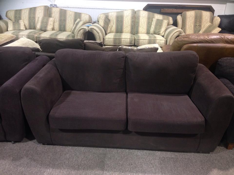Chocolate brown fabric suite £99 2 2 seaters