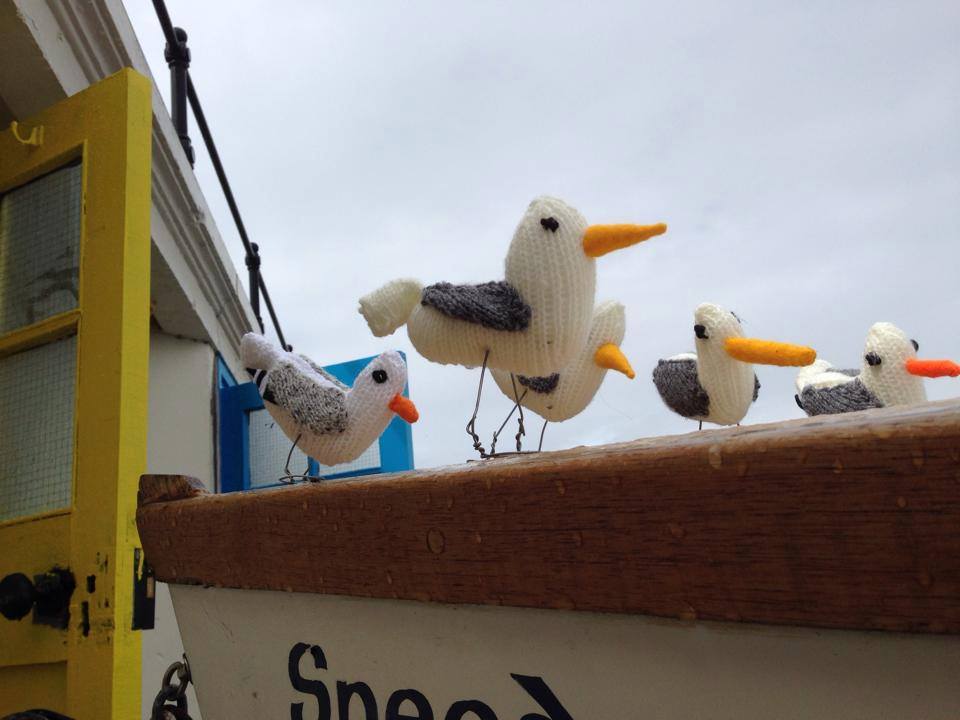 CreativeEastL's tweet photo. 'Yarn-Bombing' was added to the @OED in June!
Here are @JanerDesigns seagulls part of CEL yarn-bomb last year. http://t.co/OSw1lK7Va1