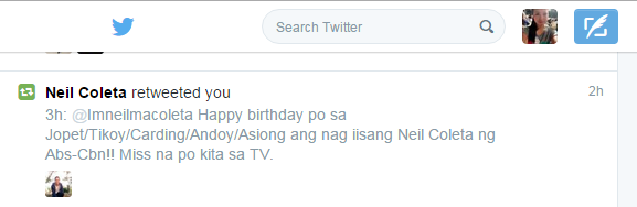 sheilabibs's tweet photo. EMEGHEEED!! @Imneilmacoleta Retweeted my tweet for him. Soooo Happy!! Thank you so much for the attention!!! #HBDNeil http://t.co/n2ILCTBVbn