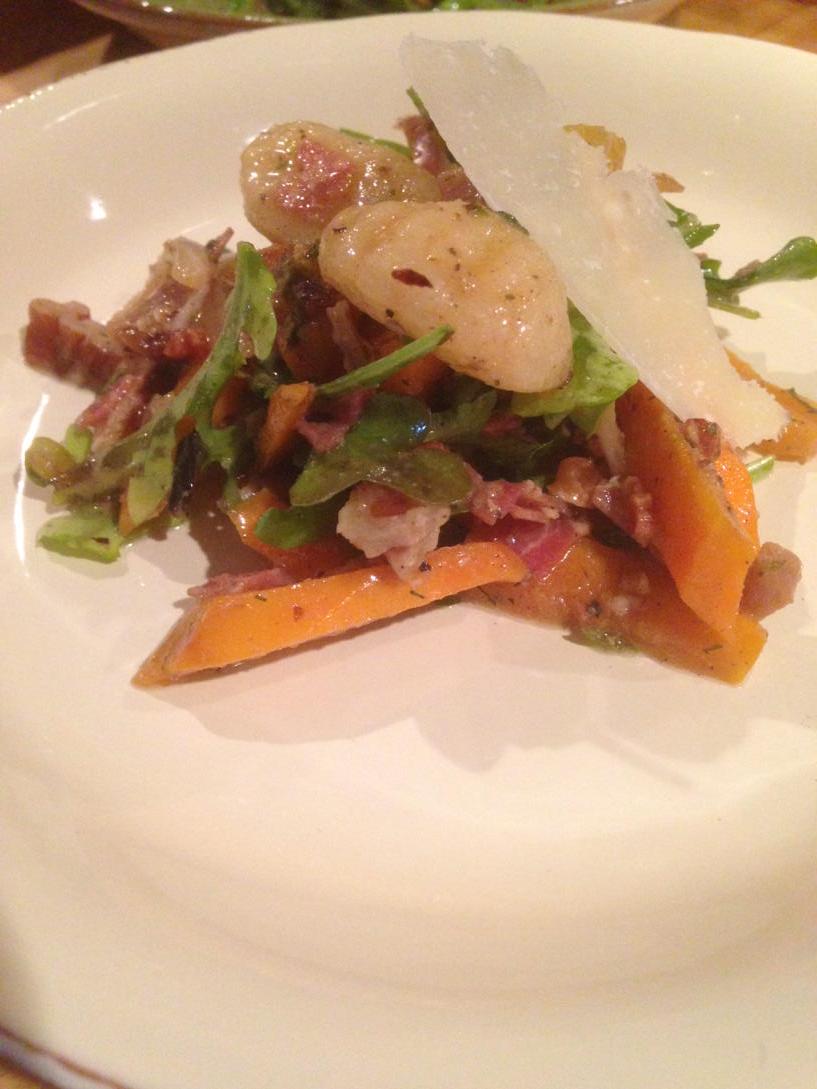 Grilled gnocchi salad with smoked carrots