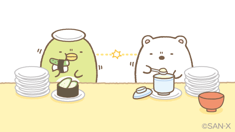 そして、しろくま\u2026お寿司以外も食べとるやないか。負けるぞ。 \u201c@sumikko_335 しろくまvsぺんぎん? 食べた数を競っているようです。