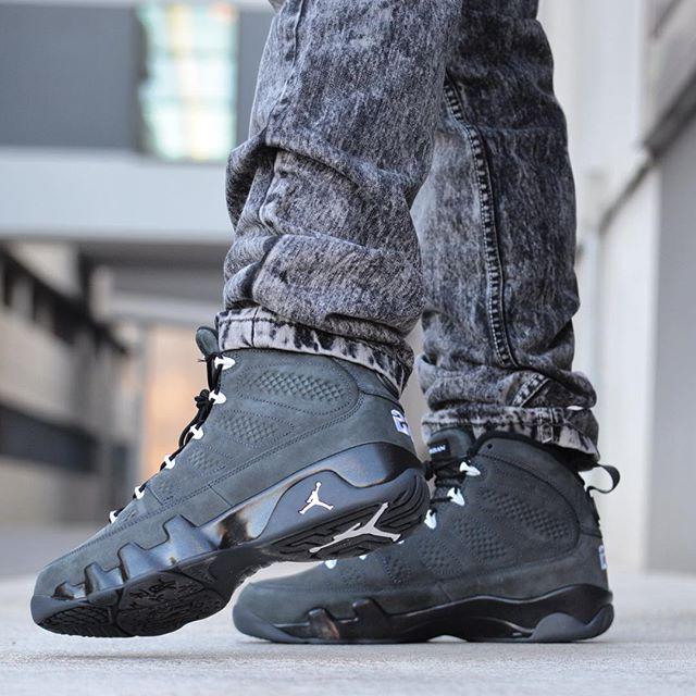 air jordan 9 anthracite on feet