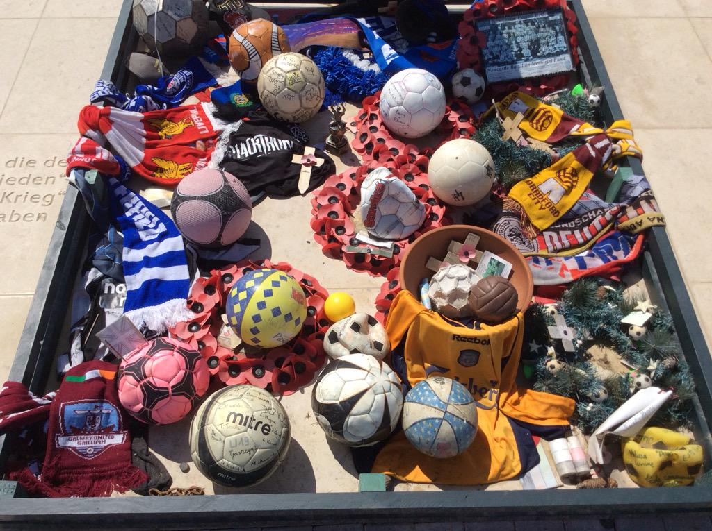 Christmas Truce Memorial at Plugstreet Wood. What a lot of footballs!