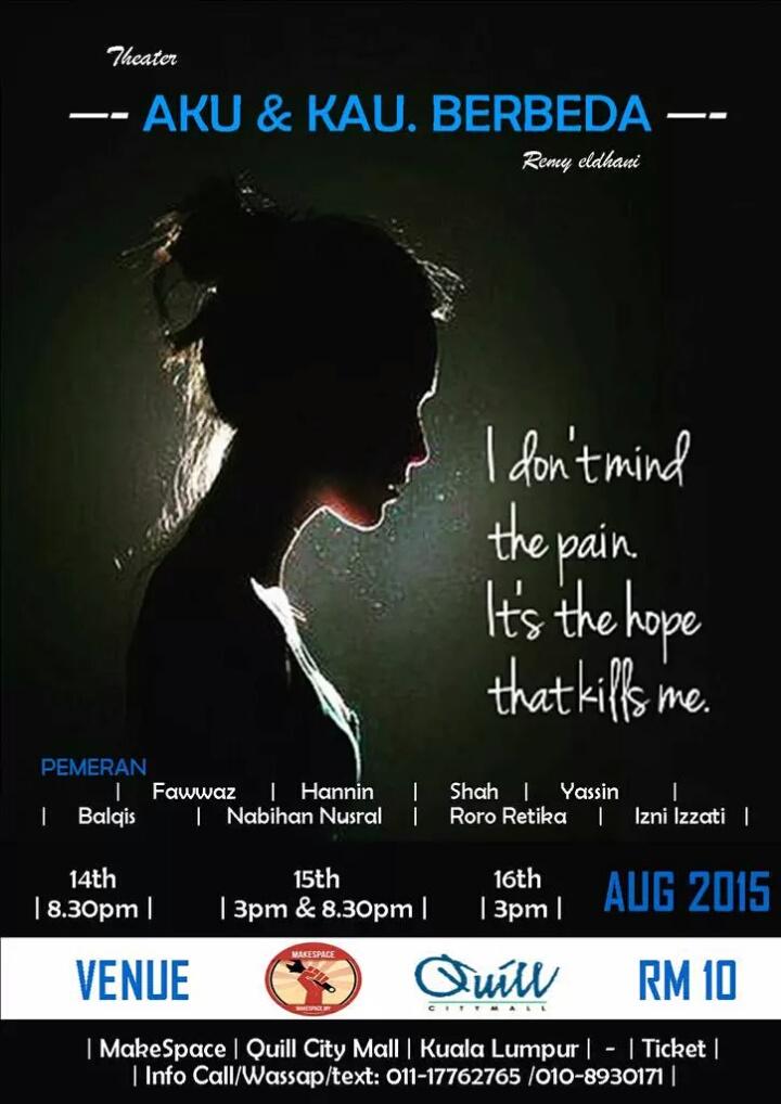 Penasipenyair's tweet photo. Salam. Sini ada satu pementasan, dekat quillmall KL di #MakeASpace kaki seni. Admission rm10 on 13,14,15 august. RT http://t.co/jOOqkKsDbB
