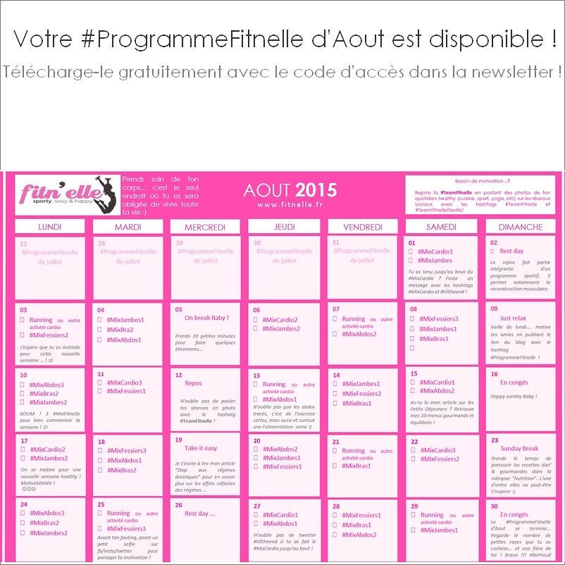 Fitnelle's tweet photo. Le #ProgrammeFitnelle d'Aout est dispo gratuitement sur http://t.co/8KDXErsHmA !  #TeamFitnelle #fitfrenchies http://t.co/jmovDhQ5XO