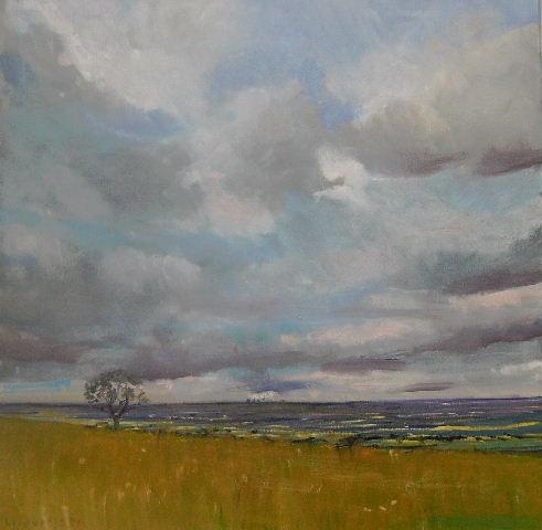 From Garrowby Hill in the <a href="/Yorkshire_Wolds/">Yorkshire Wolds</a> . 30x30'' #pleinair #painting.  More on malcolmludvigsen.org.uk