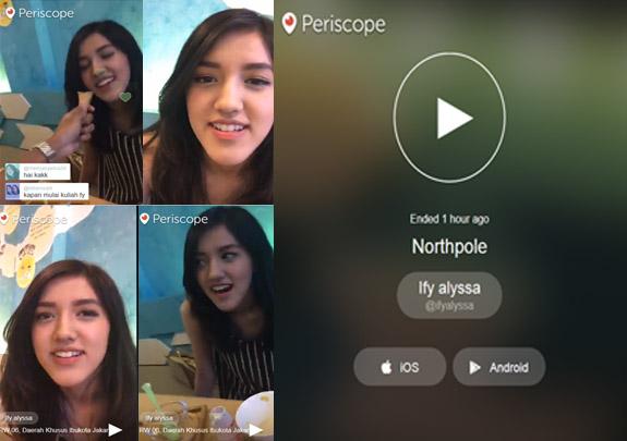 iseng liat periscope ify lucu jg liatnya hehehe... yg punya bisa difollow @.ifyalyssa. Yg gk punya ntn via web aja :p