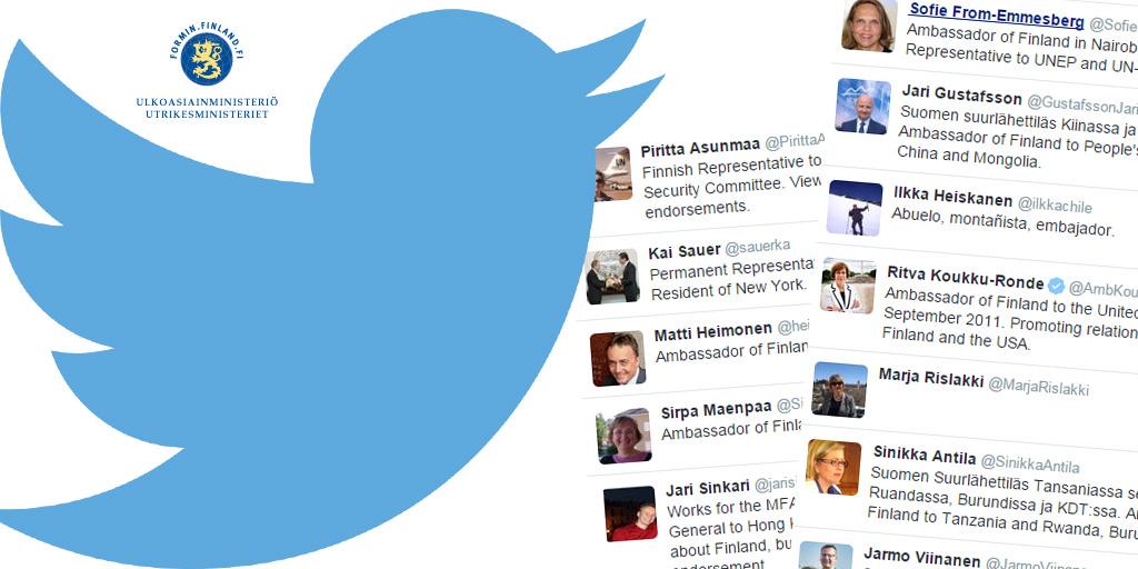 Ulkoministerio's tweet photo. Suomen suurlähettiläät ja edustustojen päälliköt twiittaavat maailmalta. Tilaa #twitterlista! https://t.co/UvA1DCmQ9q http://t.co/cWyHk9hJq2