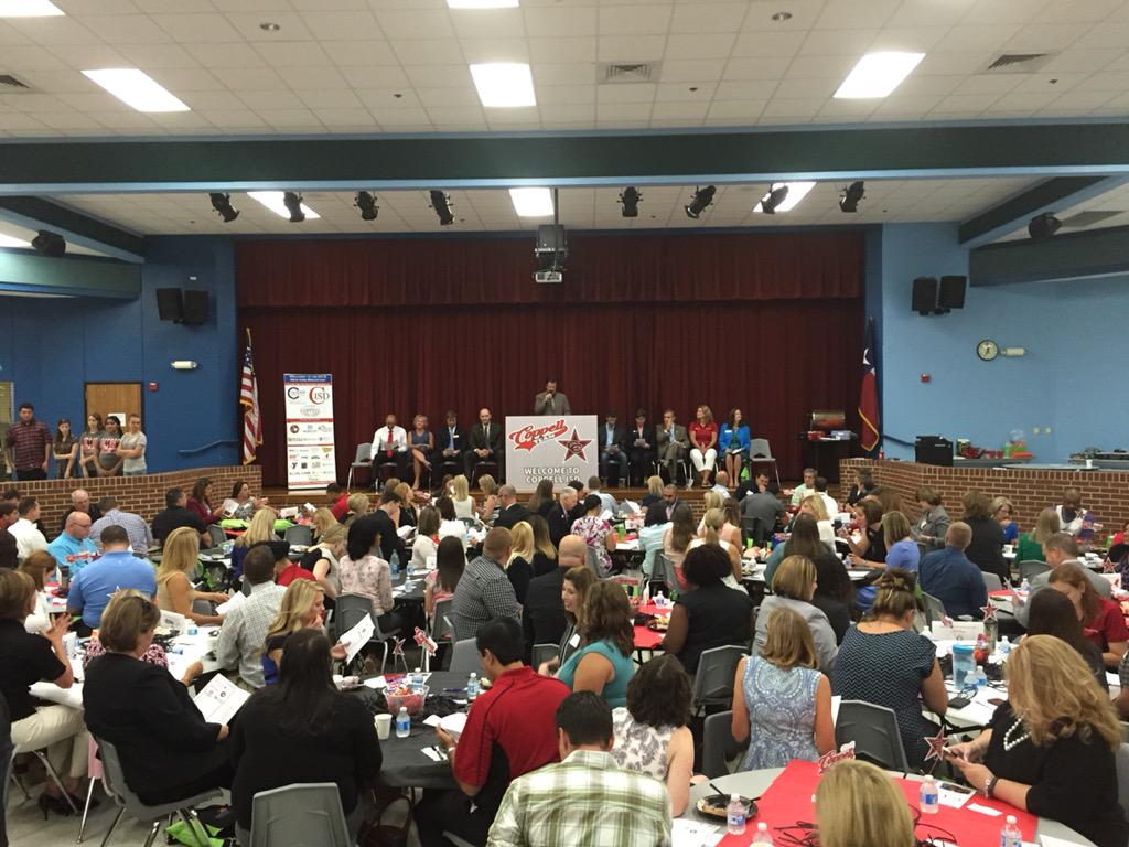 BennettRatliff's tweet photo. Great crowd of new @Coppellisd teachers and local leaders at the @CoppellChamber breakfast. Huge #cisdswagbag http://t.co/cv13NOgSqn