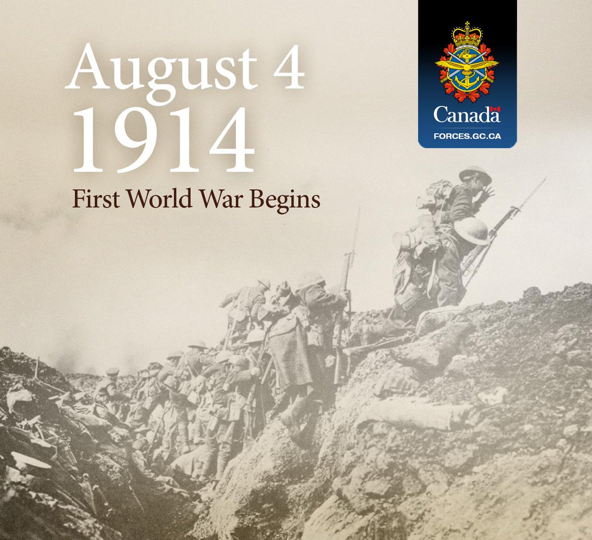 #OnThisDay August 4, 1914, the First World War begins ow.ly/Qqc6f #FWW #RememberThem