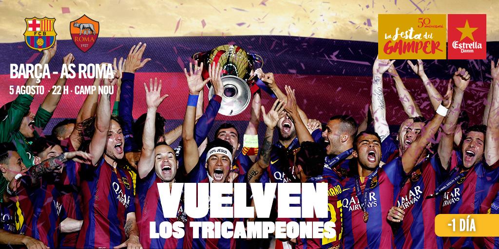 FCBarcelona_es's tweet photo. Vuelve el Gamper, ¡Vuelven los tricampeones! 
BARÇA - AS ROMA. Compra tus entradas aquí: http://t.co/ekTqbTtBit http://t.co/mw1XIpWYjS