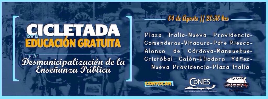 femes_chile's tweet photo. HOY A LAS 20:30 HRS. EN PLAZA ITALIA, CICLETADA X LA EDUCACIÓN GRATUITA Y LA DESMUNICIPA. #YoCicleteoPorLaEducacion http://t.co/fpuJfXyZyd