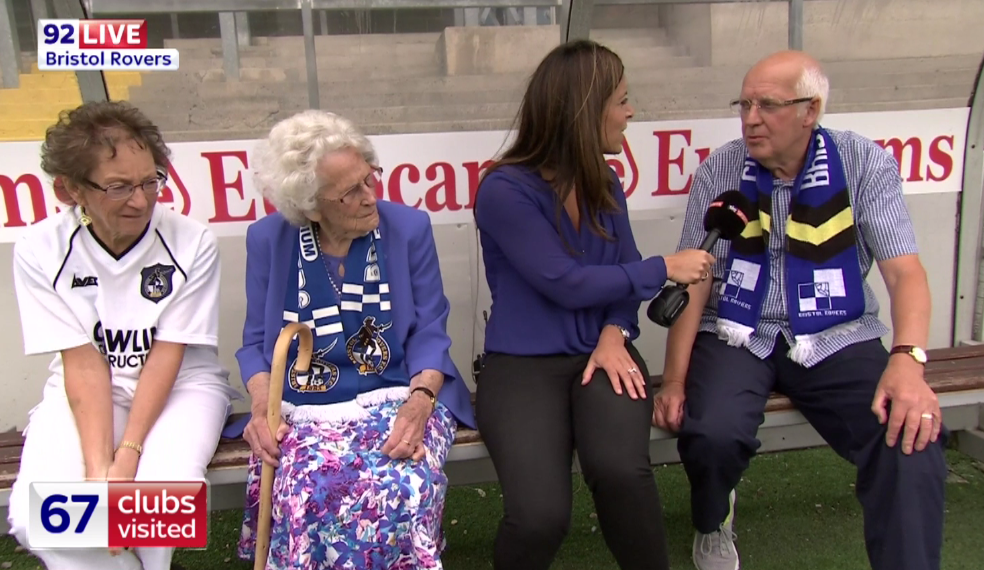SkySportsNews's tweet photo. Gail Davis is at @Official_BRFC  with some very loyal fans #92Live #SSNHQ http://t.co/6QHD8v7ild