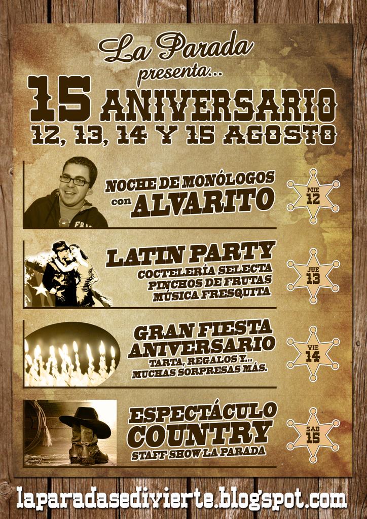 PubLaParada's tweet photo. Unos cuantos años a tu lado...
15 Aniversario La Parada!!
12, 13, 14 y 15 de Agosto
¿Te lo vas a perder? http://t.co/8E3PZuuKa0